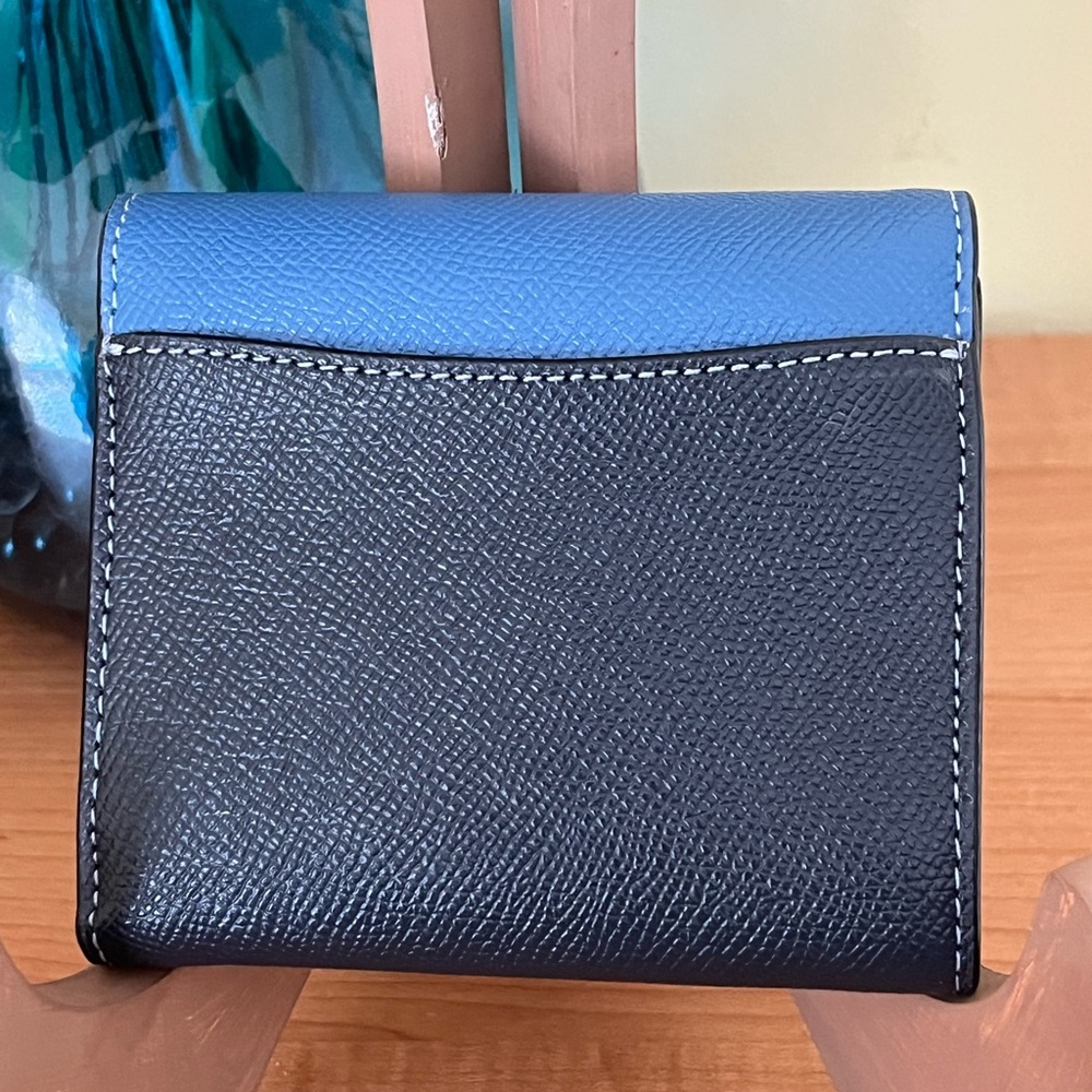 Coach Blue and Black Compact Trifold Wallet - Picture 3 of 6